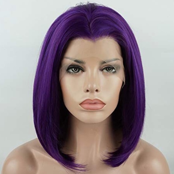💫JEN D 12” PURPLE STRAIGHT BOB LACEFRONT WIG*NWT*